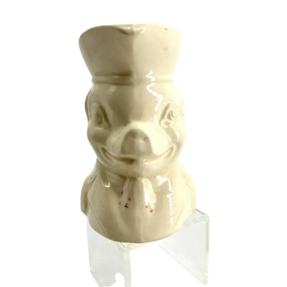 Vintage 1940s Colonial Pig Figural Pitcher Cream Ceramic Toby Jug 6